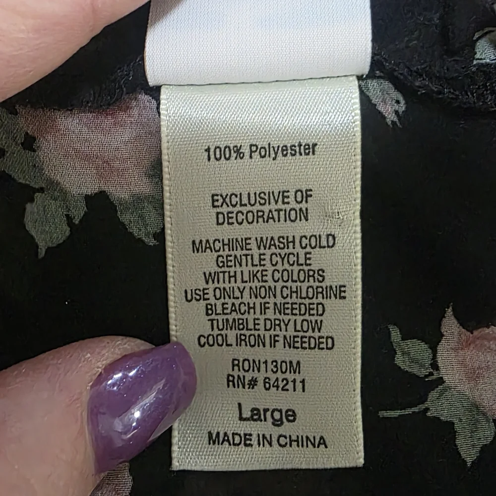 Floral Sheer Black Kimono Robe lightweight women's size large from In Bloom
